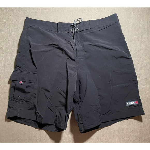 XCEL Hawaii Men’s Size 40 Swim Board Shorts Black Logo Cargo Pocket Drawstring - Picture 1 of 6